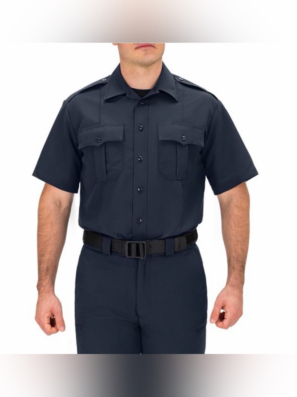 Blauer 19.5” Dark Navy Zippered Short Sleeve Rayon BlendProfessional Shirt #8910